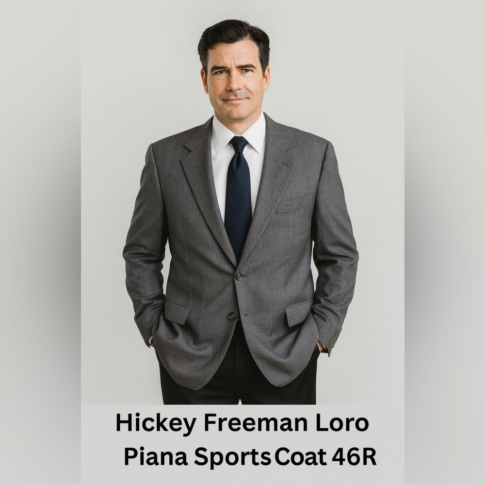 Hickey Freeman Blazer 46R Gray Plaid Loro Piana Super 120 Wool Sport Coat USA